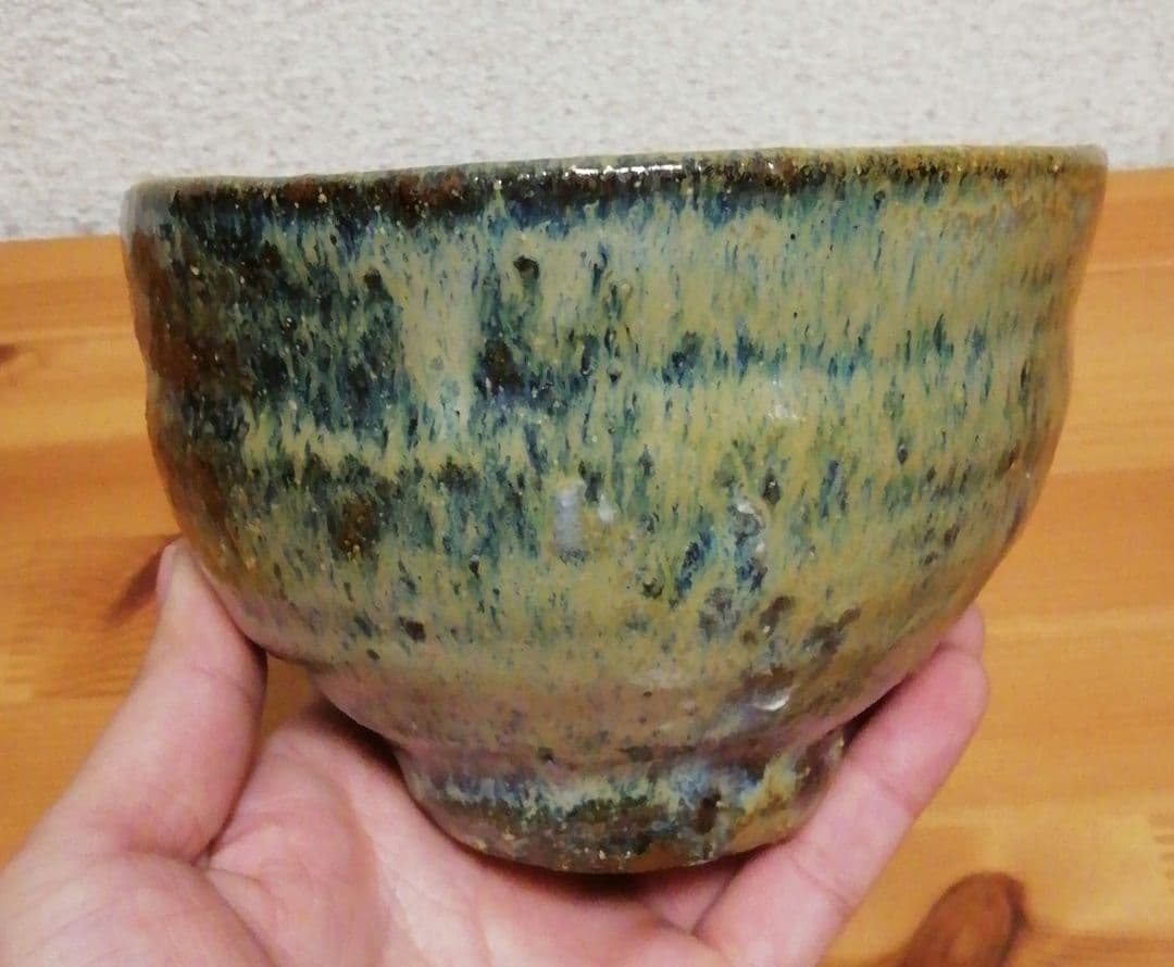 川喜田敦(二代川喜田半泥子)作　銘『夜の梅』　茶碗　共箱　略歴付　茶道具