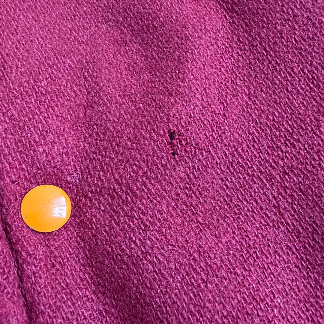 RENNOC ヴィンテージ ウールメルトンジャケット バーガンディー XL 刺繍