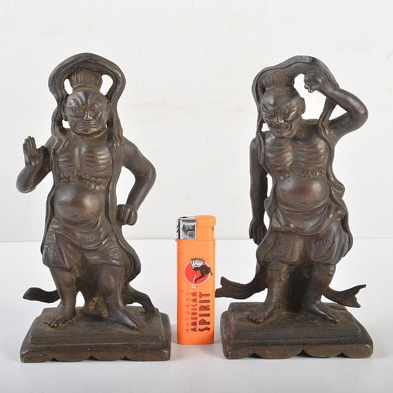 仏教美術　古銅　仁王像　金剛力士像　置物　H　R7416