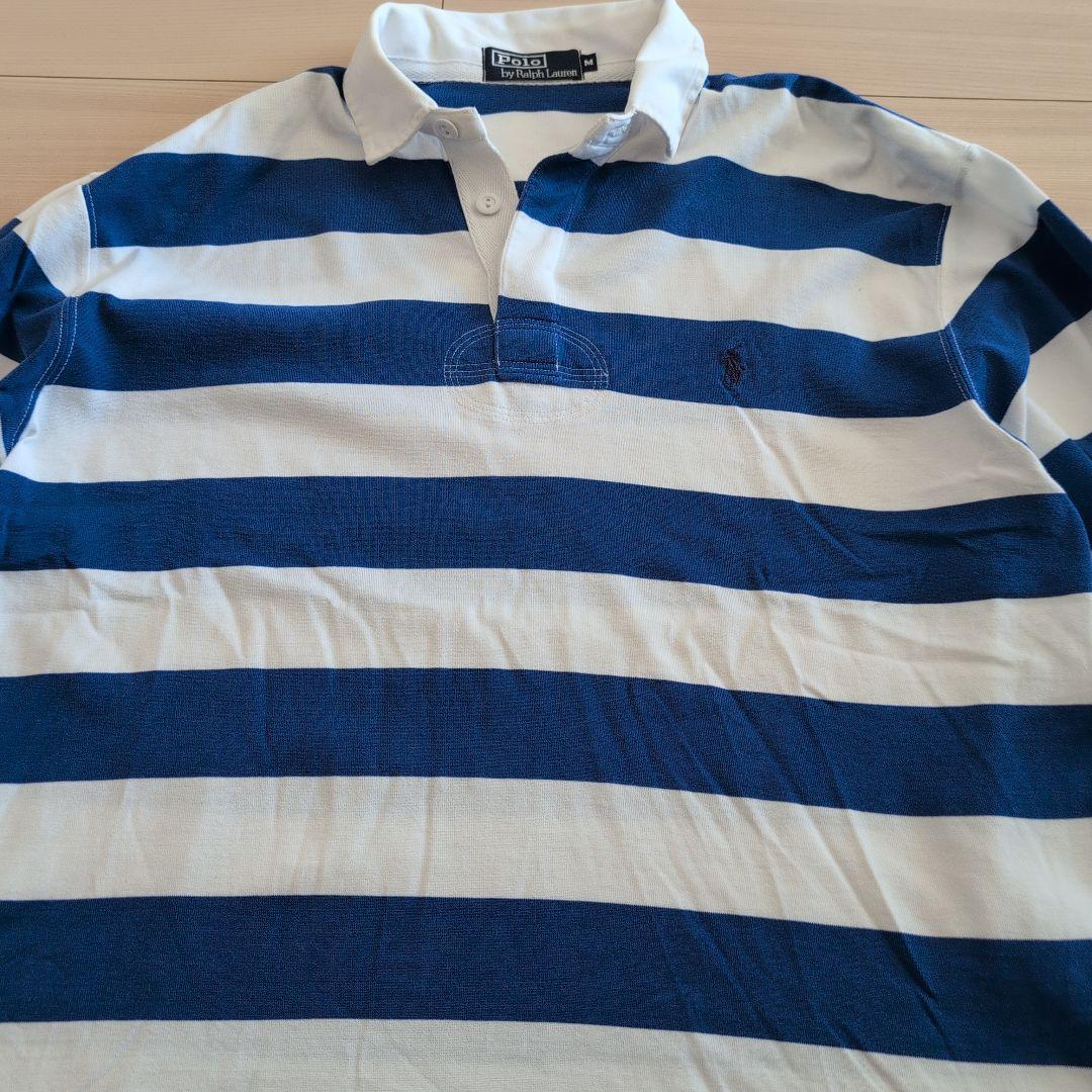 ラルフローレン 常田大希 ポニー刺繍ロゴ 太ボーダーラガーシャツ 青白 L