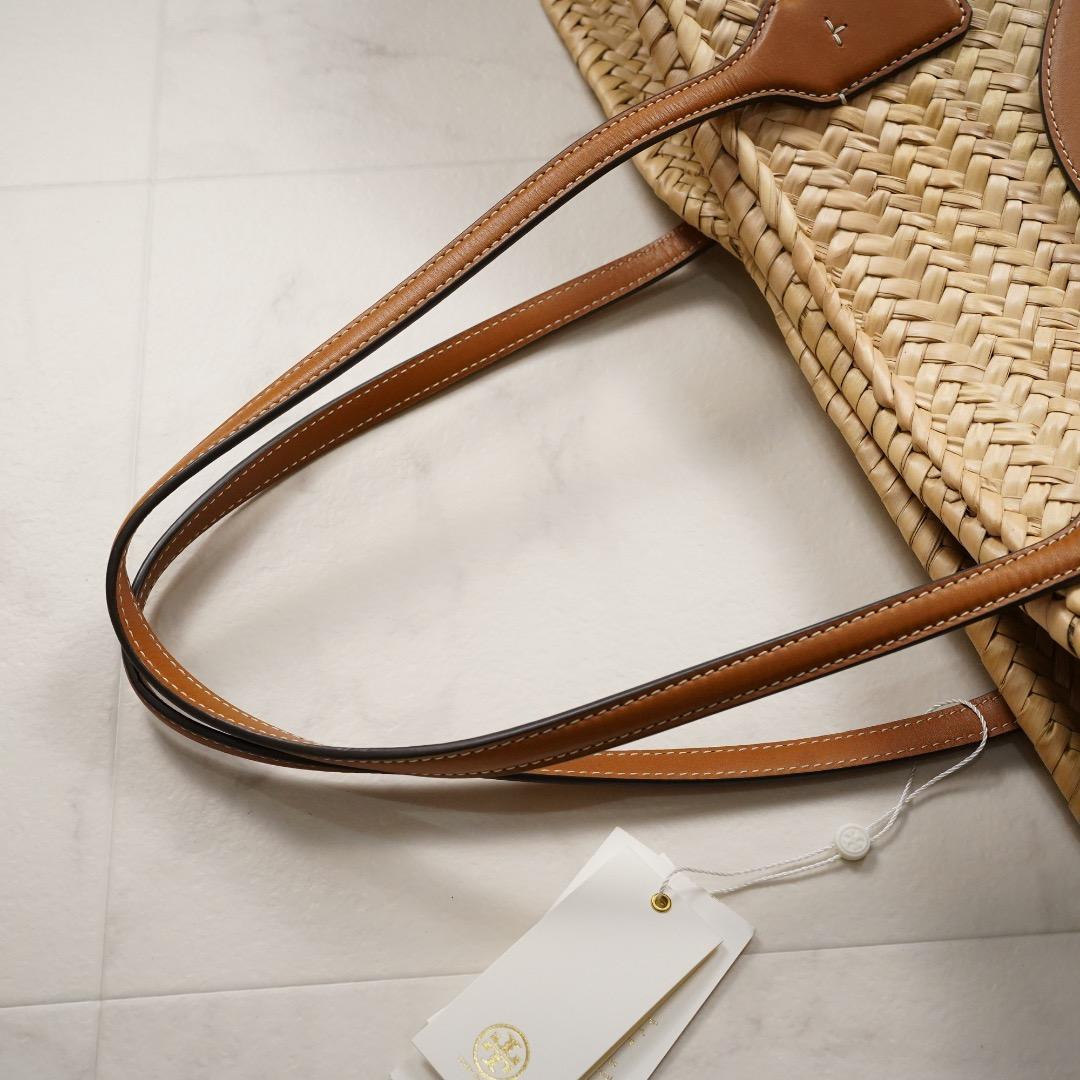 未使用級 TORY BURCH かごバッグ ラフィア ベージュ ポーチ付