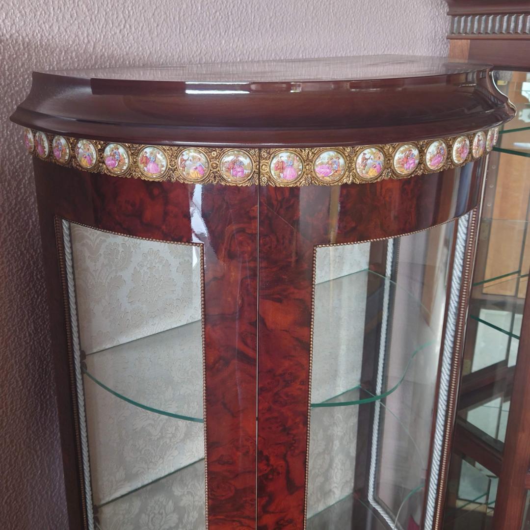 スペイン アンティーク飾り棚 マホガニーローズウッド キャビネット