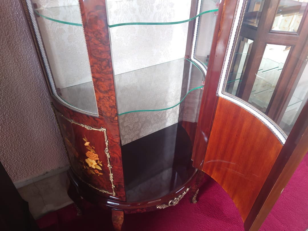 スペイン アンティーク飾り棚 マホガニーローズウッド キャビネット