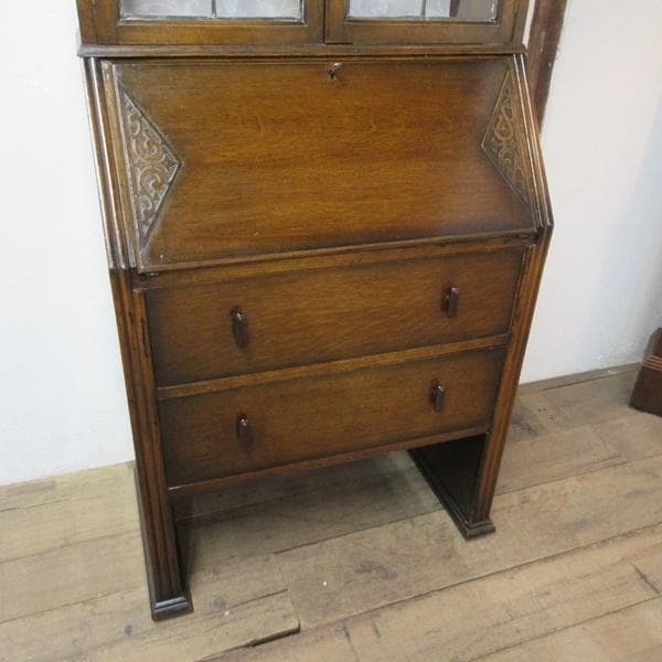 イギリス製 アンティーク 家具 ビューローブックケース デスク 本棚 6172e