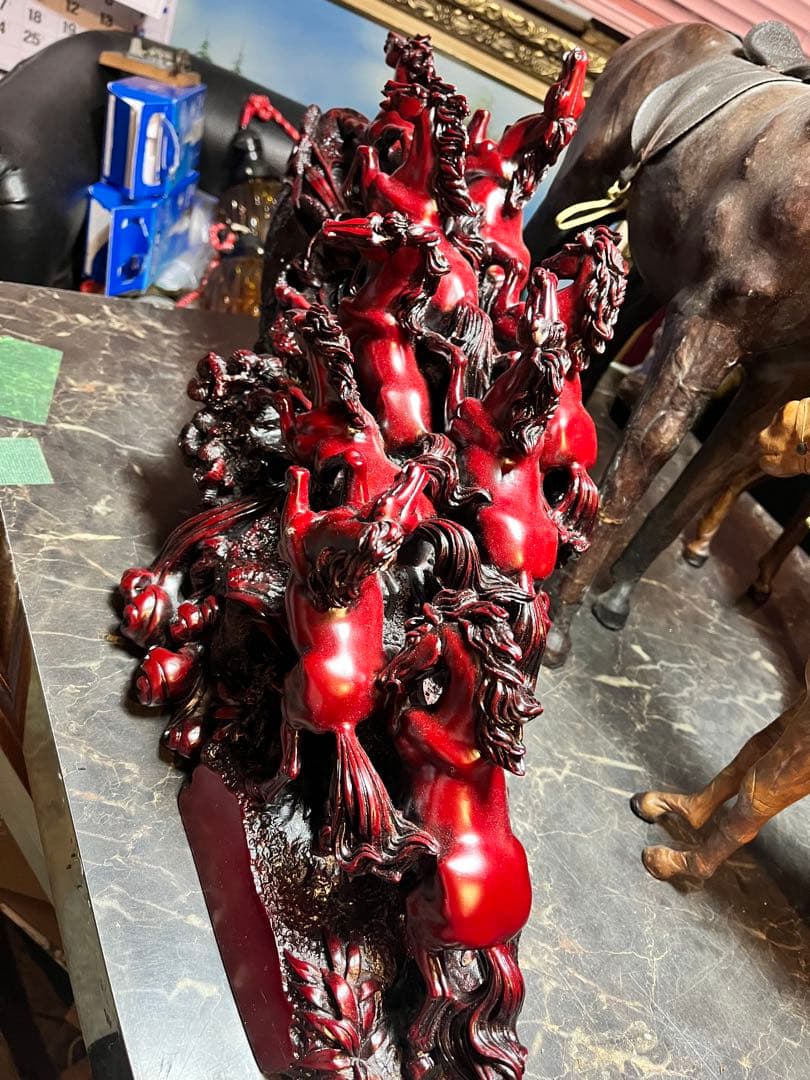 九頭馬 、寿山石九頭馬、うまくいく、縁起物、中国寿山石、置物 、骨董品