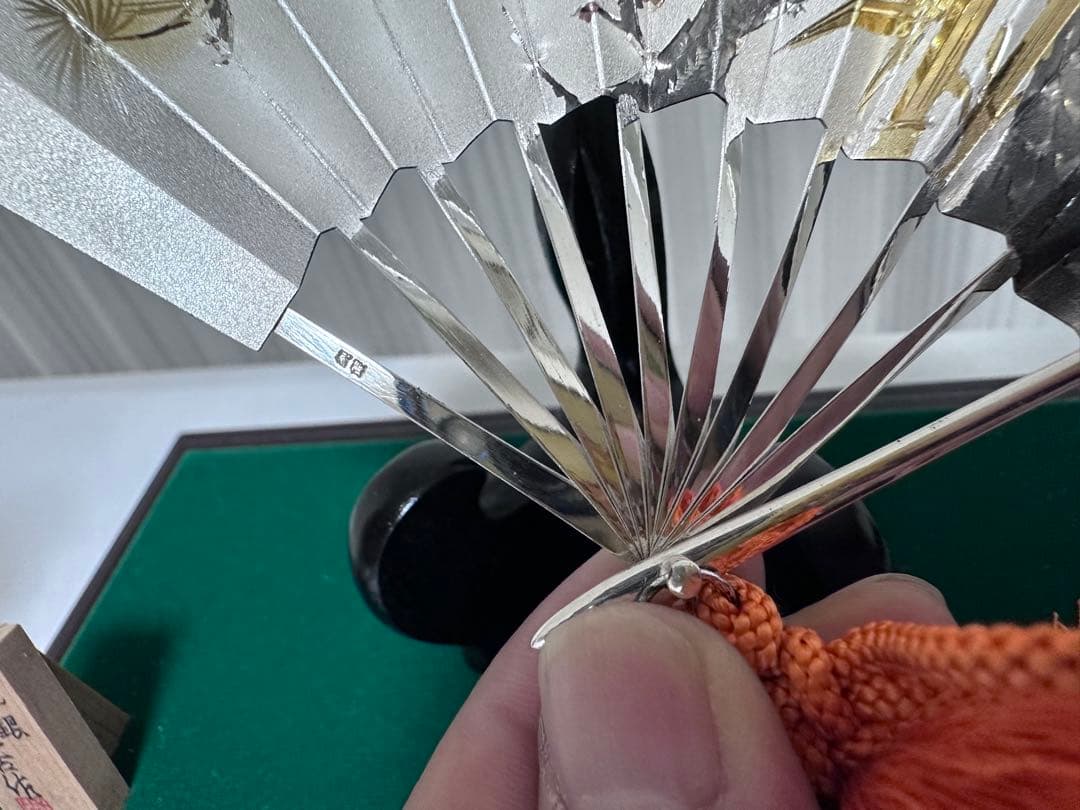 伝統工芸 扇子置物　純銀