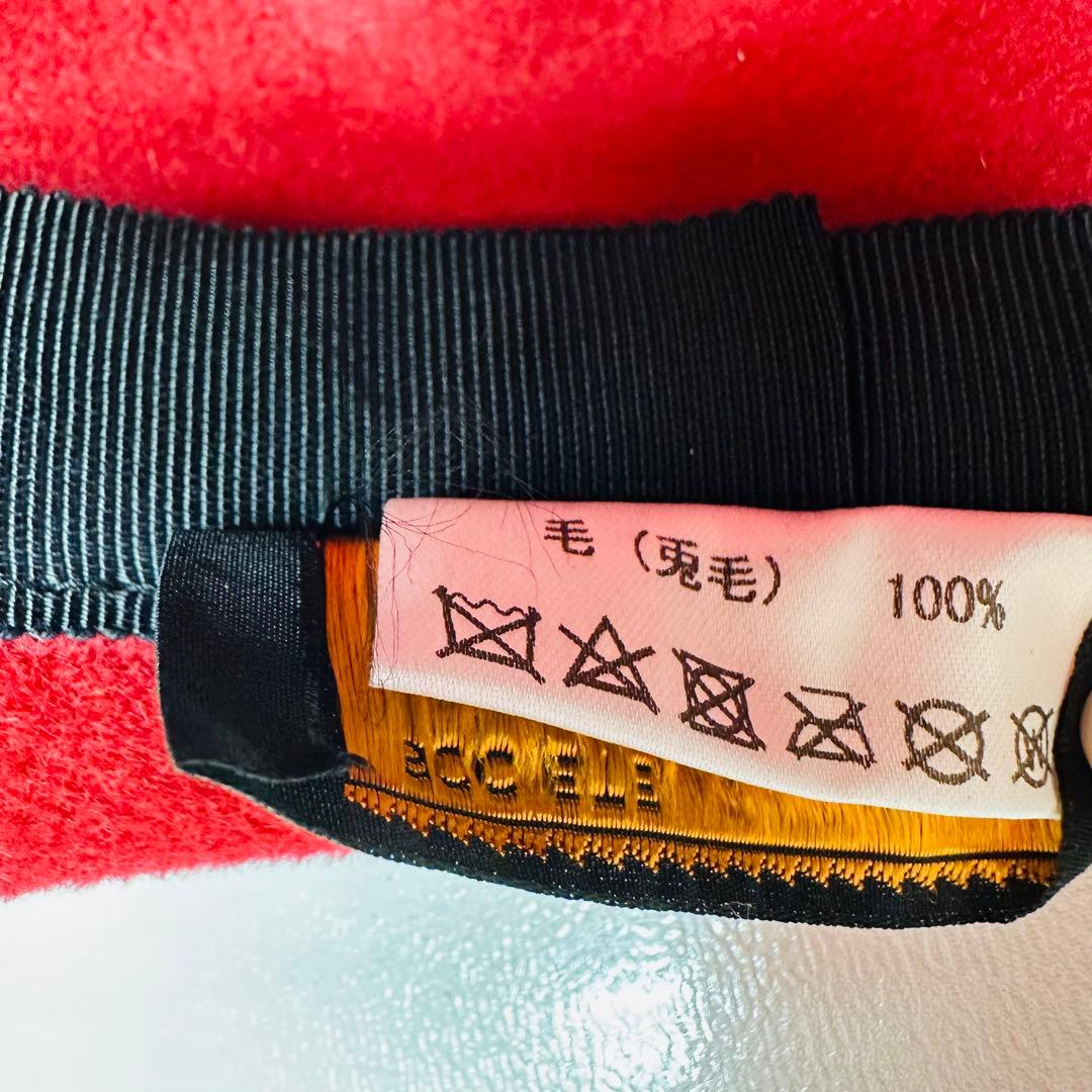 maxim 赤いフラワーリボンハット　兎毛