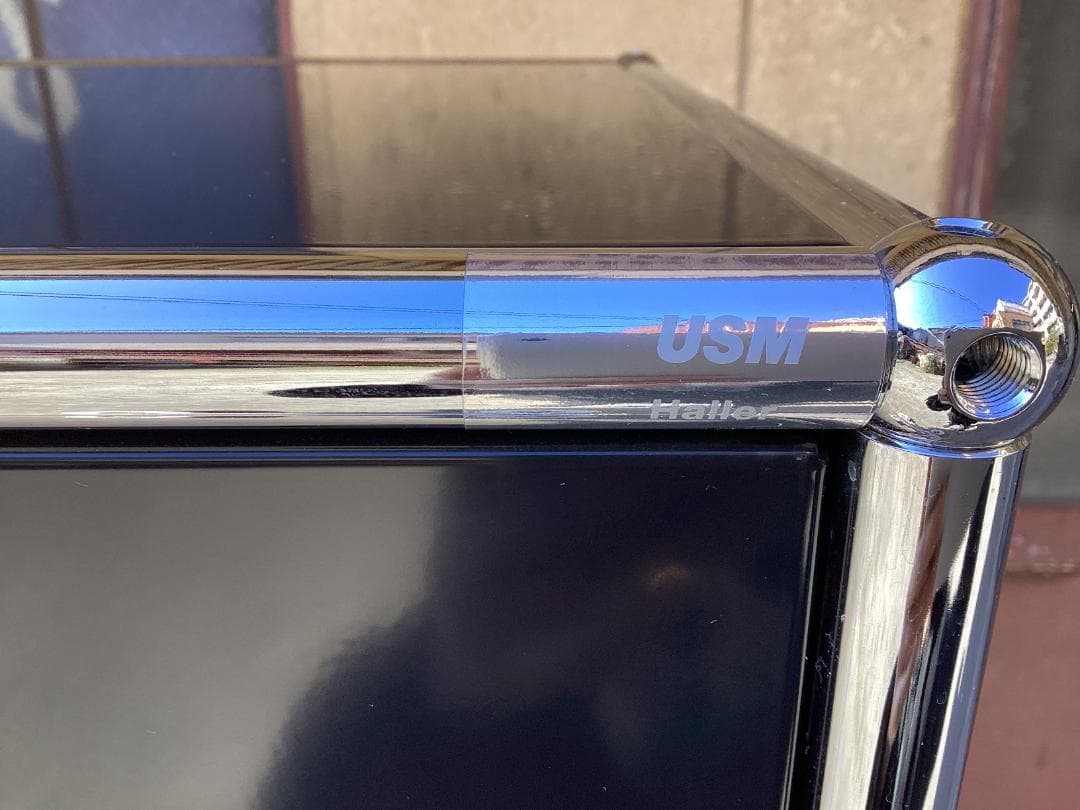 鍵付き　USMハラー キャビネット 1列5段　ブラック系　ガラス　引き出し