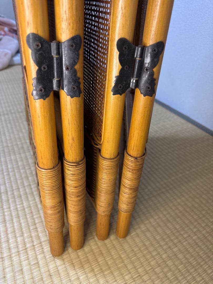 籐 ラタン スクリーン 4連 パーテーション 折りたたみ