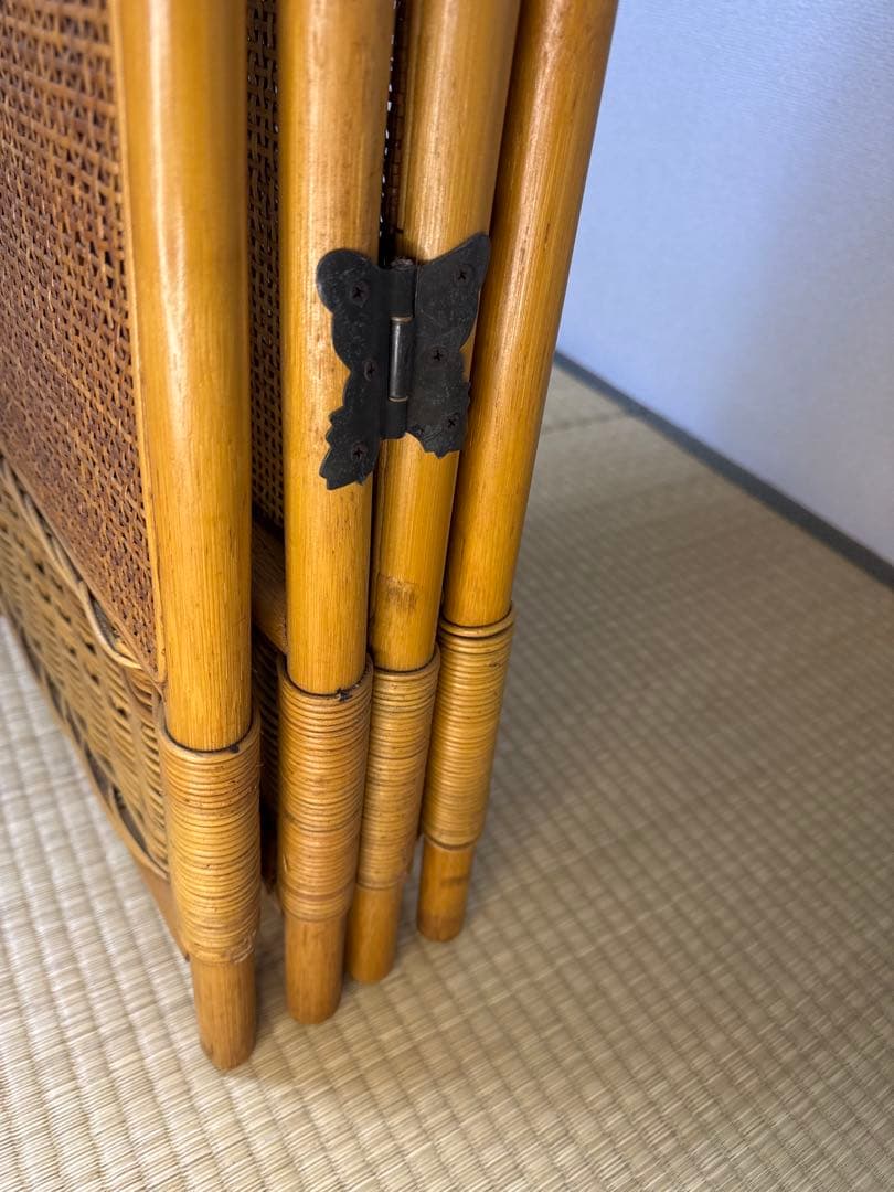 籐 ラタン スクリーン 4連 パーテーション 折りたたみ