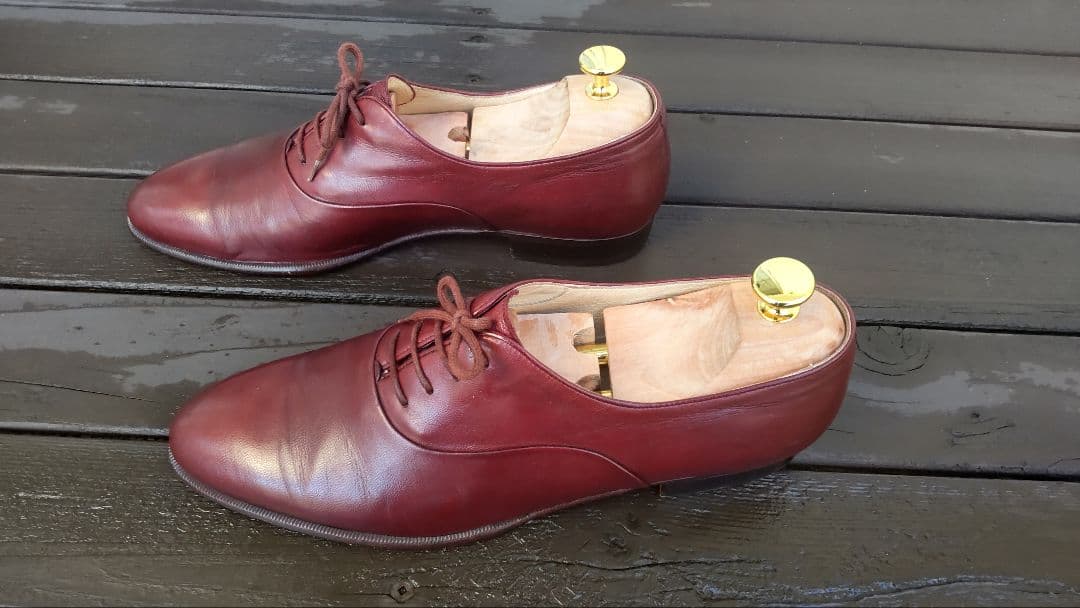 旧旧チャーチコレクター向け美品米旗艦店別注ハンドメイドプレーントゥ8バーガンディ