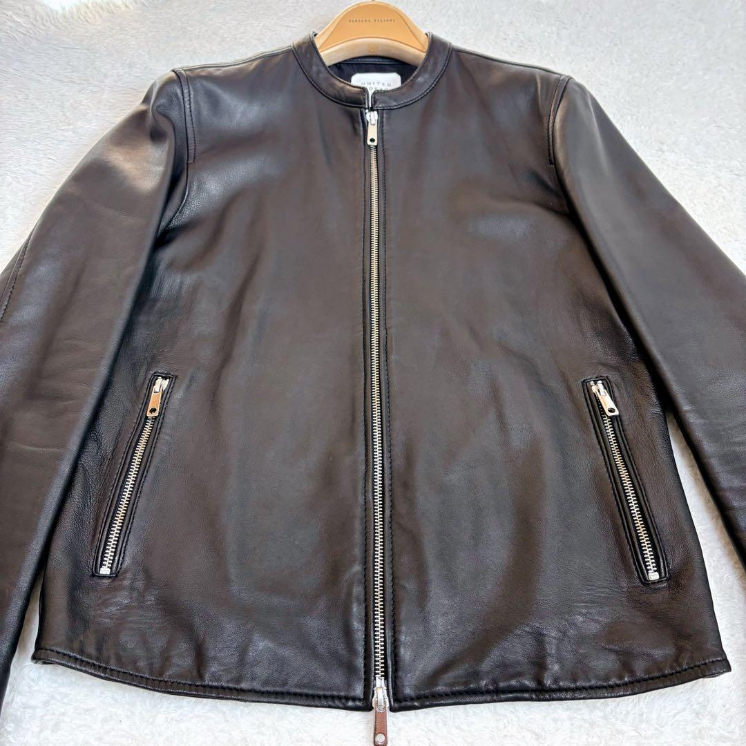 美品♡UNITED TOKYO レザージャケット シングル 羊革 本革 ブラック
