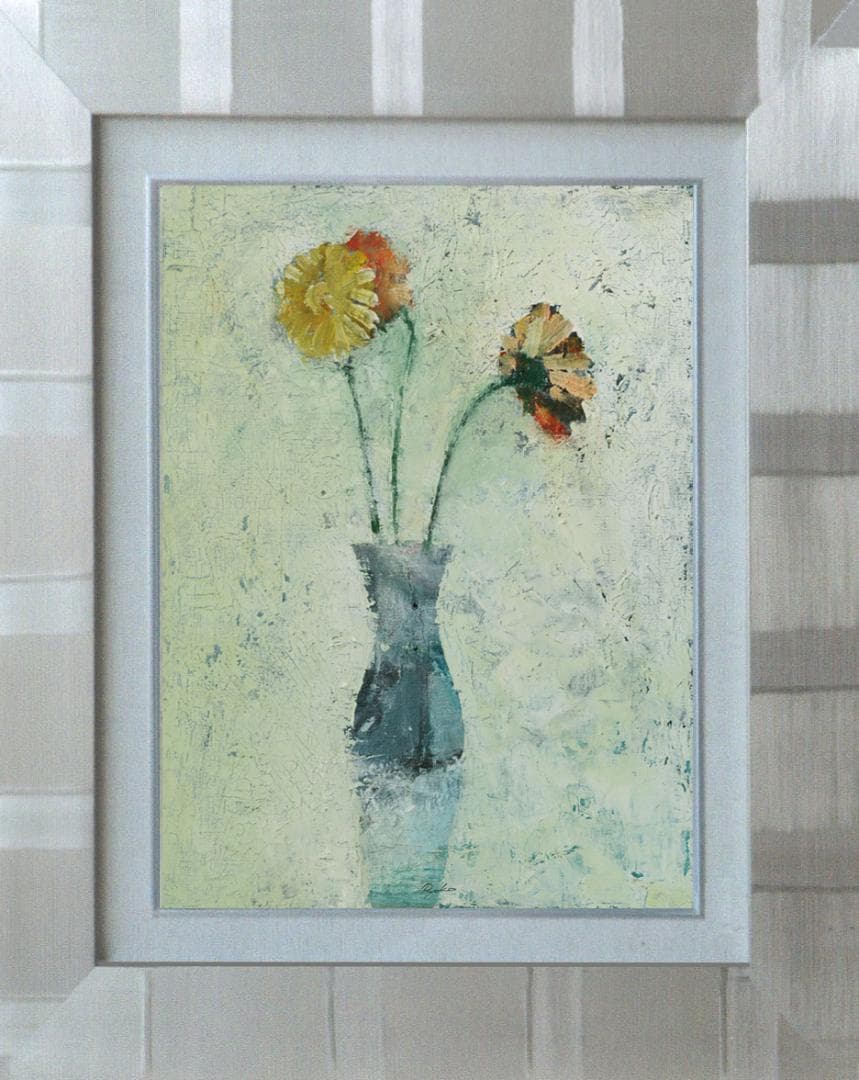 油絵 菅家令子 絵 絵画 インテリア 額付 (黒) F6-030501 花