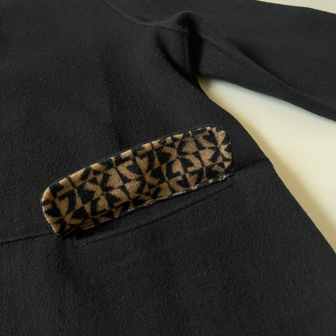 レオナール　リバーコート ウールコート オーバーサイズ ４０ 裏 ロゴ 総柄 L