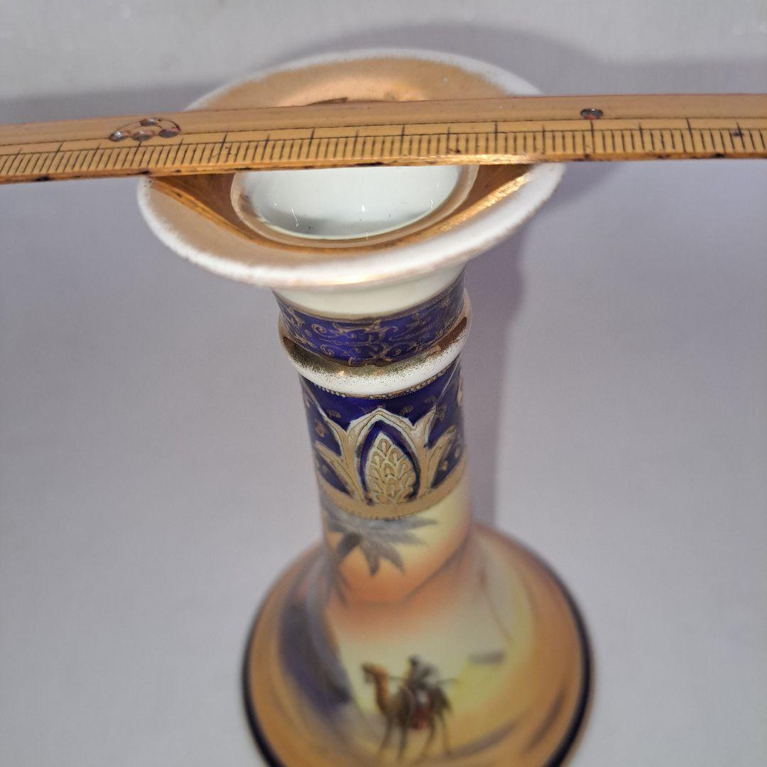 オールドノリタケ　キャンドル立て　１９３３年 　本金金彩色絵　砂漠ラクダ文