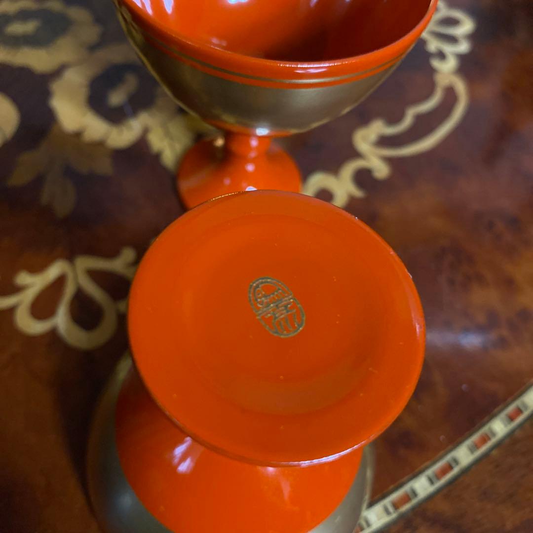 象彦　天然木　漆塗　うるし　酒器　高台　盃　珍味入れ　5つ　冷酒杯