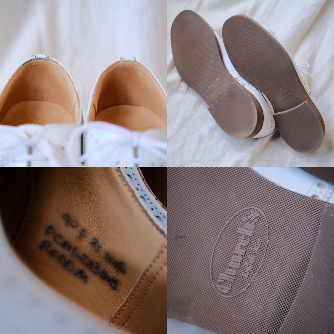 美品Church'sチャーチポリッシュドバインダーセミブローグRODD M白9F