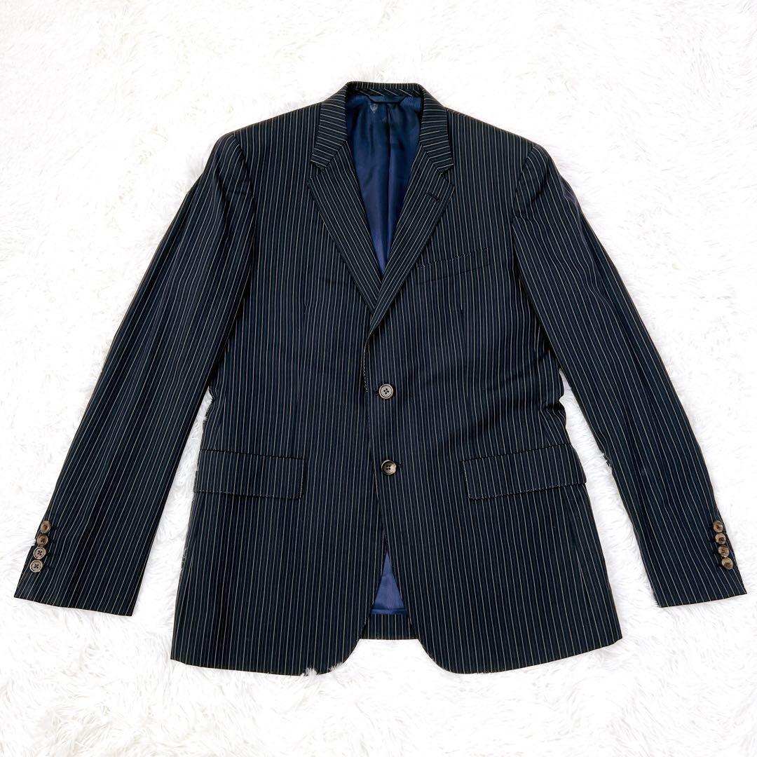 ✨希少✨ ポールスミス 花柄裏地 スーツ セットアップ 黒 紺 ストライプ L
