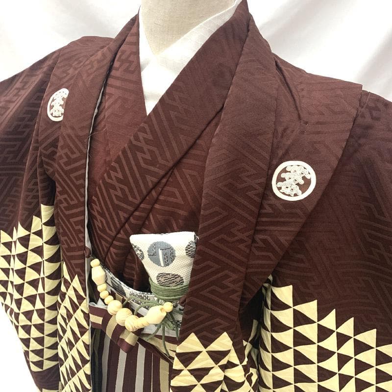 505ab14■七五三 五歳 男児 着物&羽織&袴&角帯 刺繍 虎■状態良好