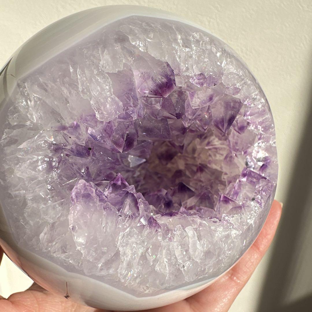 【特大✨】アメジスト瑪瑙　笑口　スフィア　天然石