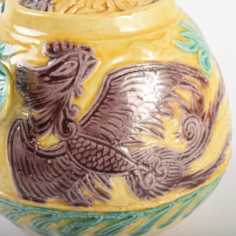 煎茶道具　平安桂窯　篁月作　交趾手鳳凰文　急須　茶壷　共箱　D　R5045