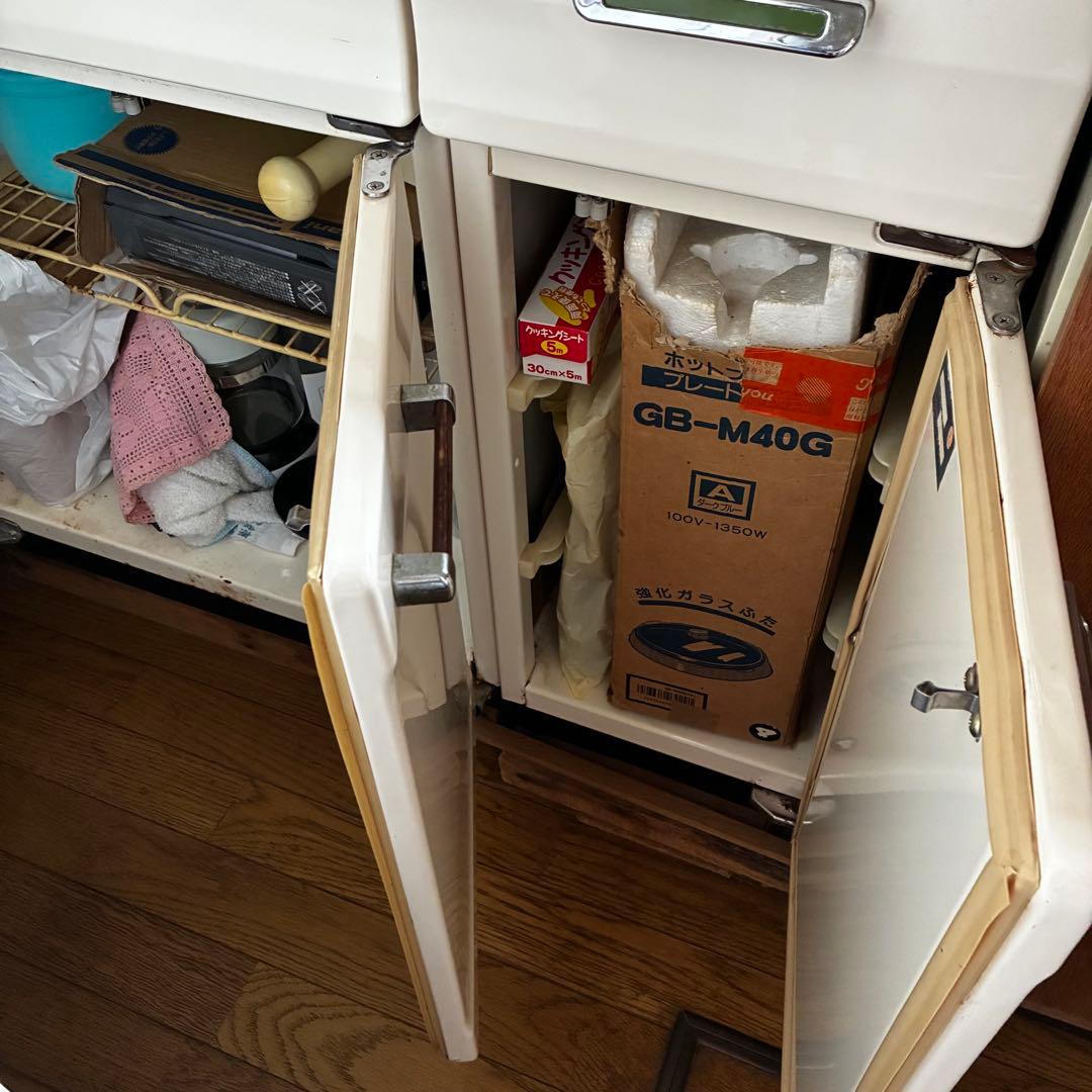 sunwave サンウェーブ　アイボリー　ホウロウ　キッチン収納