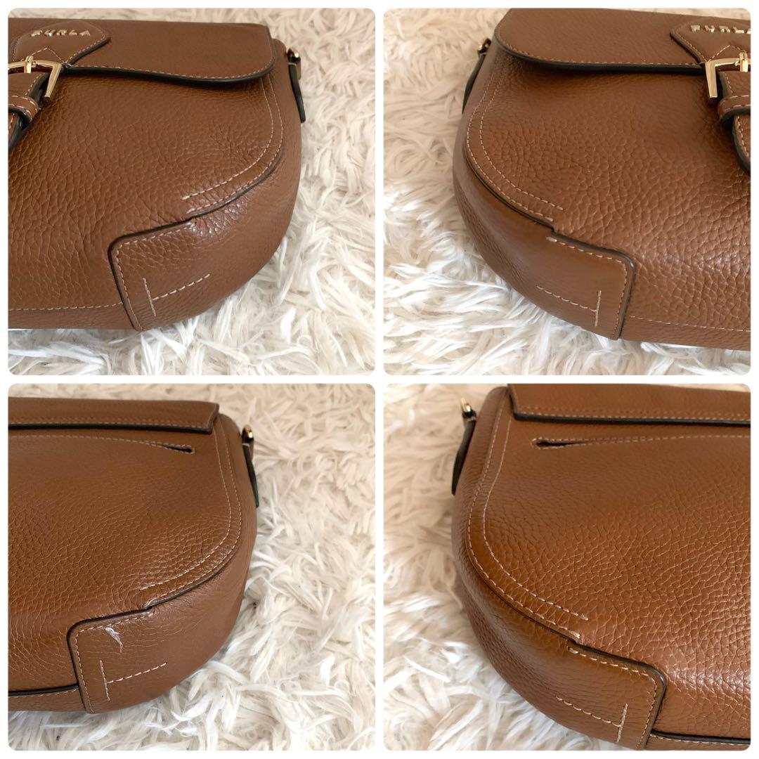 極美品✨フルラ ウラニア ショルダーバッグ レザー 現行 レア ロゴ キャメル