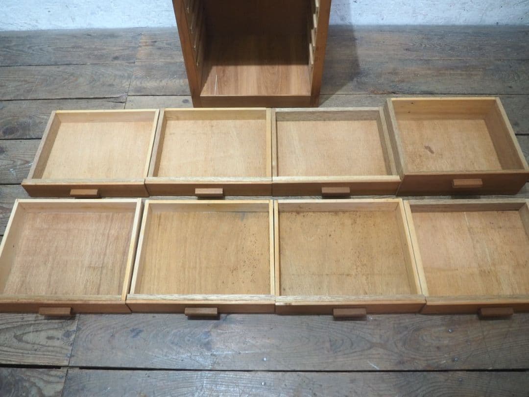 1244 ②10kg 重厚な無垢材の収納棚　袖机　引き出し　チェスト　テーブル