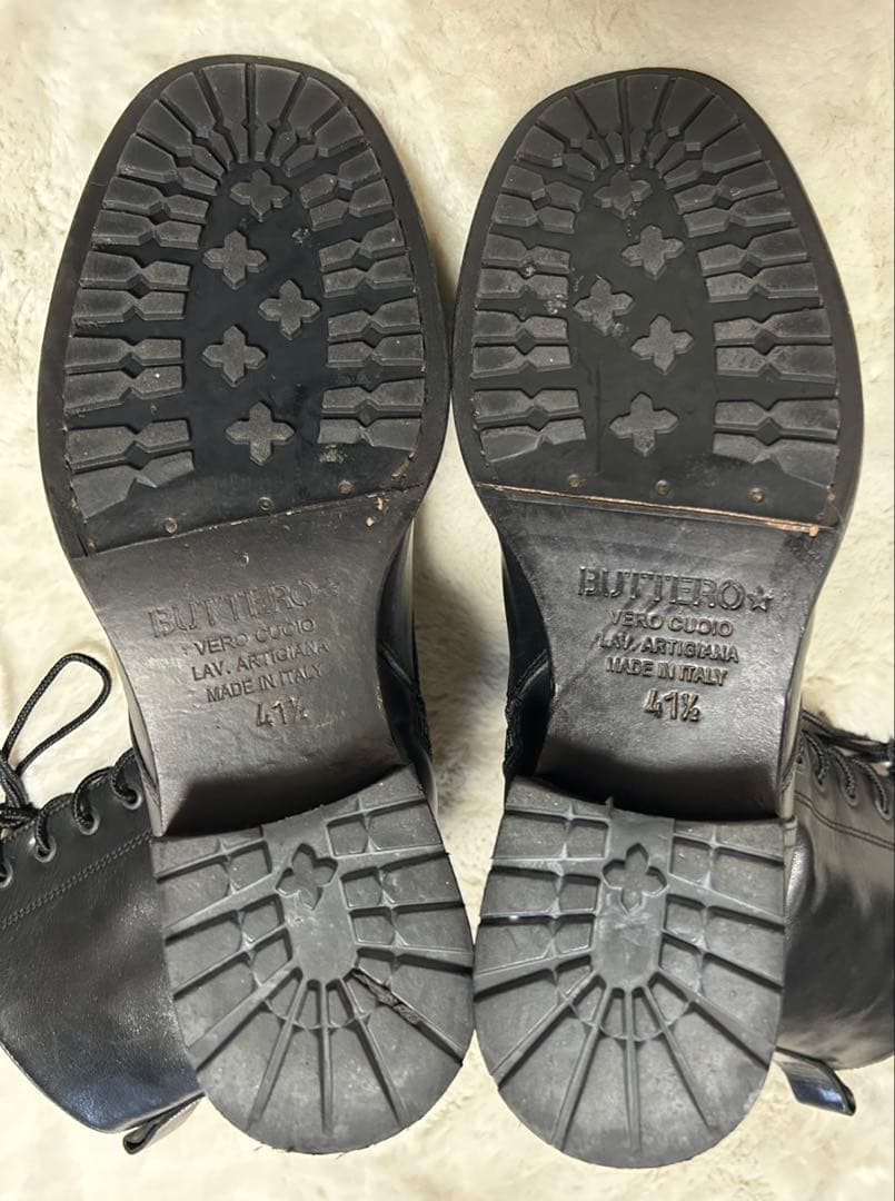 BUTTERO/ブッテロ/レースアップブーツ/size41.5/黒/サイドジップ