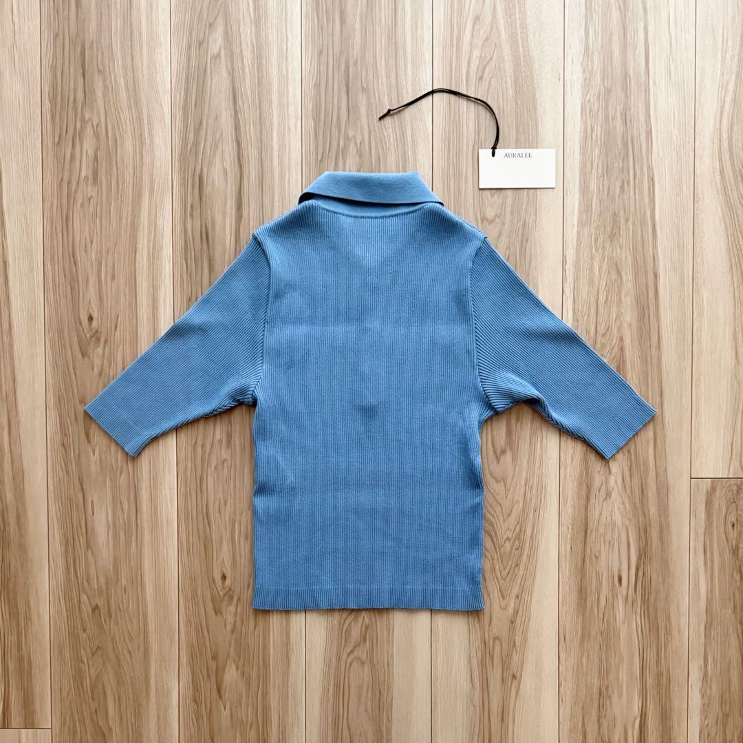 【美品】AURALEE オーラリー コットン ニットポロ ポロシャツ 半袖 0