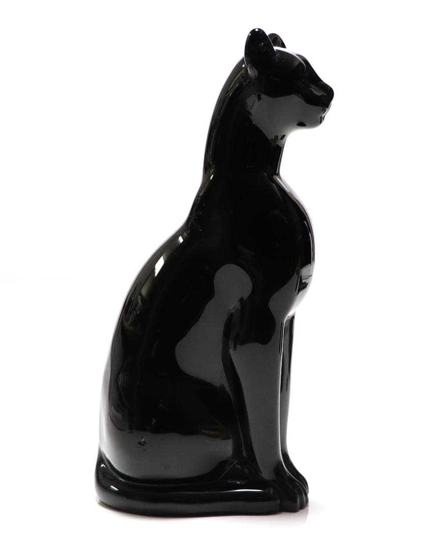 バカラ 大型 ブラッククリスタルガラス製 フィギュリン 16cm 漆黒の猫 置物