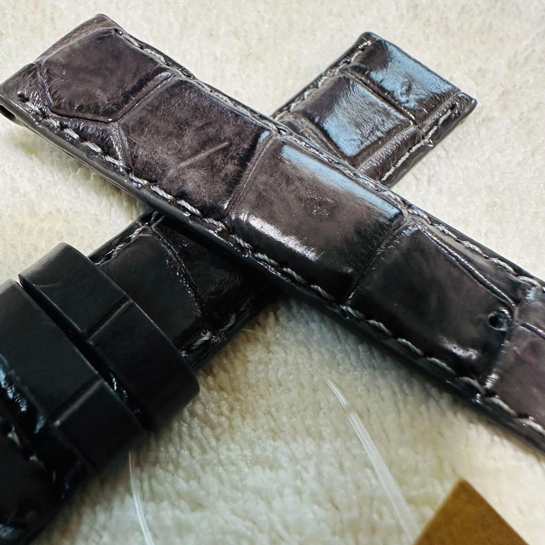 6530#18mm-16mmダークアッシュ★本物クロコダイル腕時計用ベルト