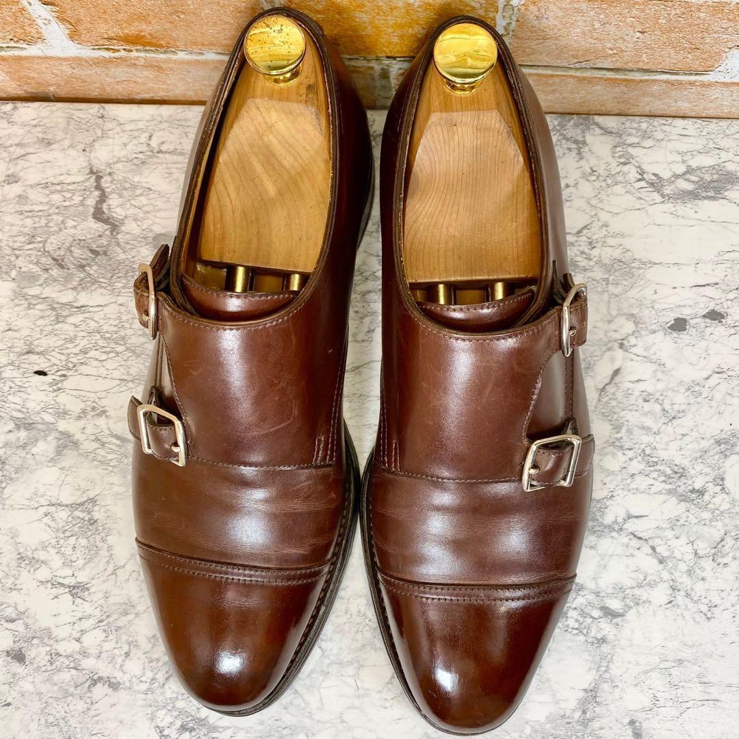 【メンズブランド革靴】ジョンロブ　25cm ブラウン　ダブルモンク　レザー