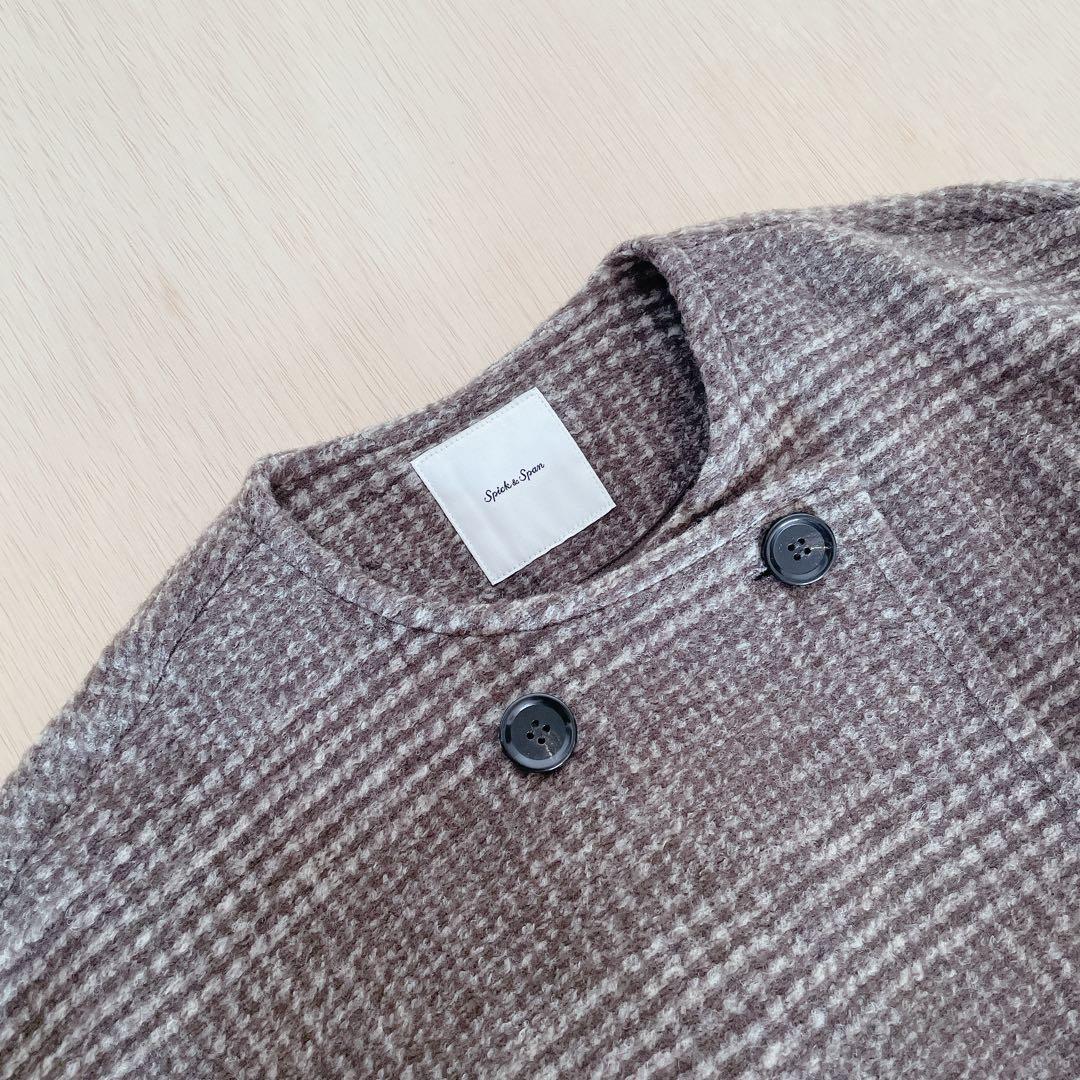 Spick&Span Wスライバーノーカラーポンチョコート 38