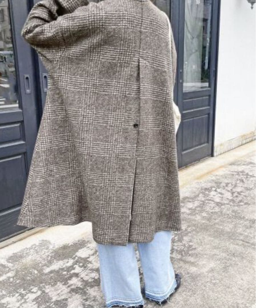 Spick&Span Wスライバーノーカラーポンチョコート 38