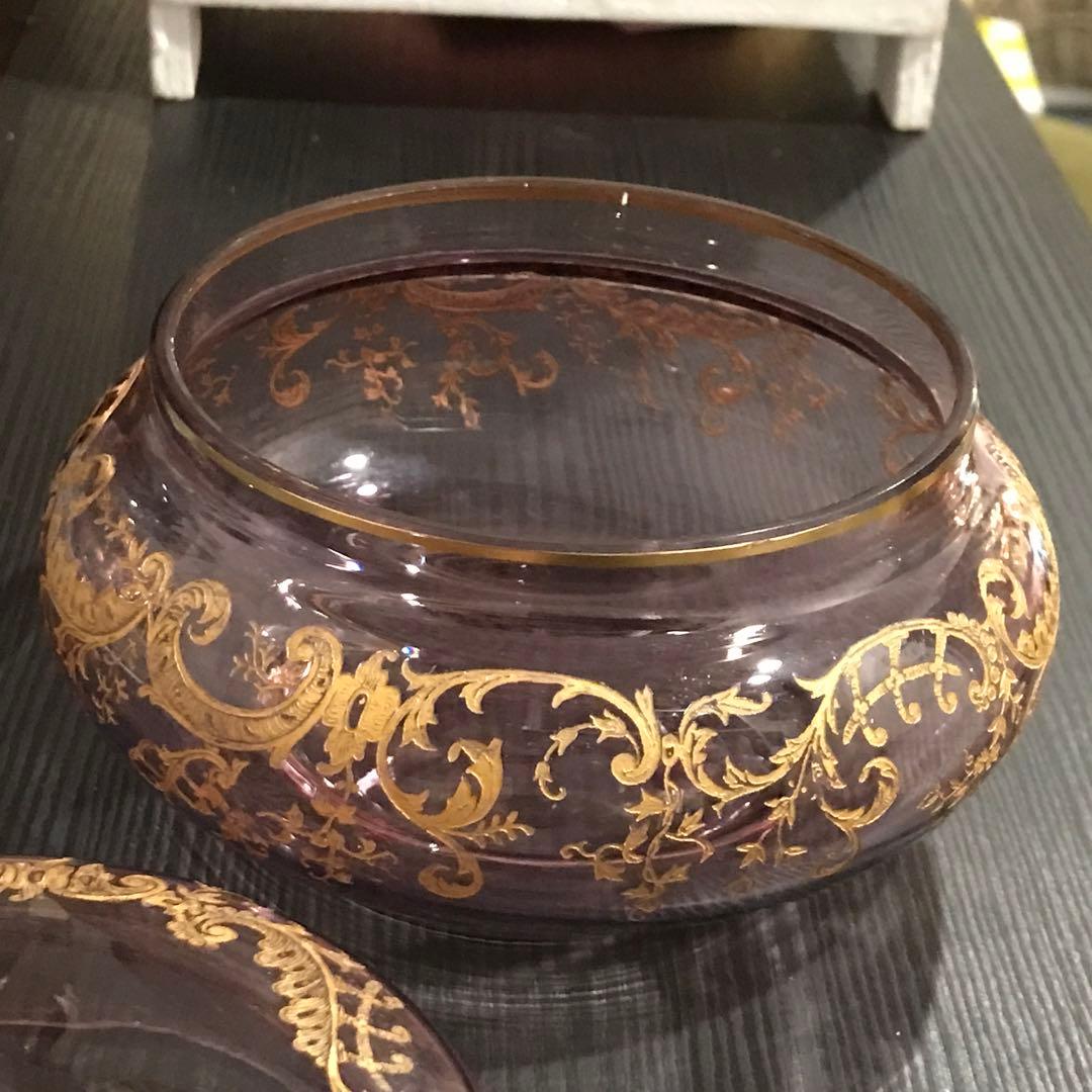 希少♡オールドサンルイSt Louisボンボニエール菓子器☆金彩装飾☆100年前