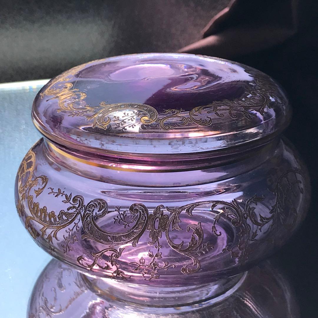 希少♡オールドサンルイSt Louisボンボニエール菓子器☆金彩装飾☆100年前