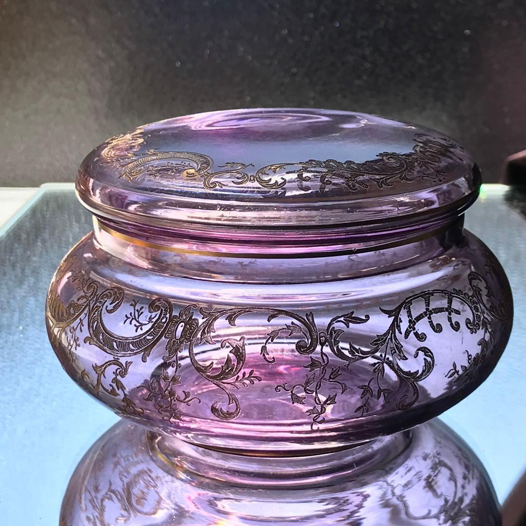 希少♡オールドサンルイSt Louisボンボニエール菓子器☆金彩装飾☆100年前
