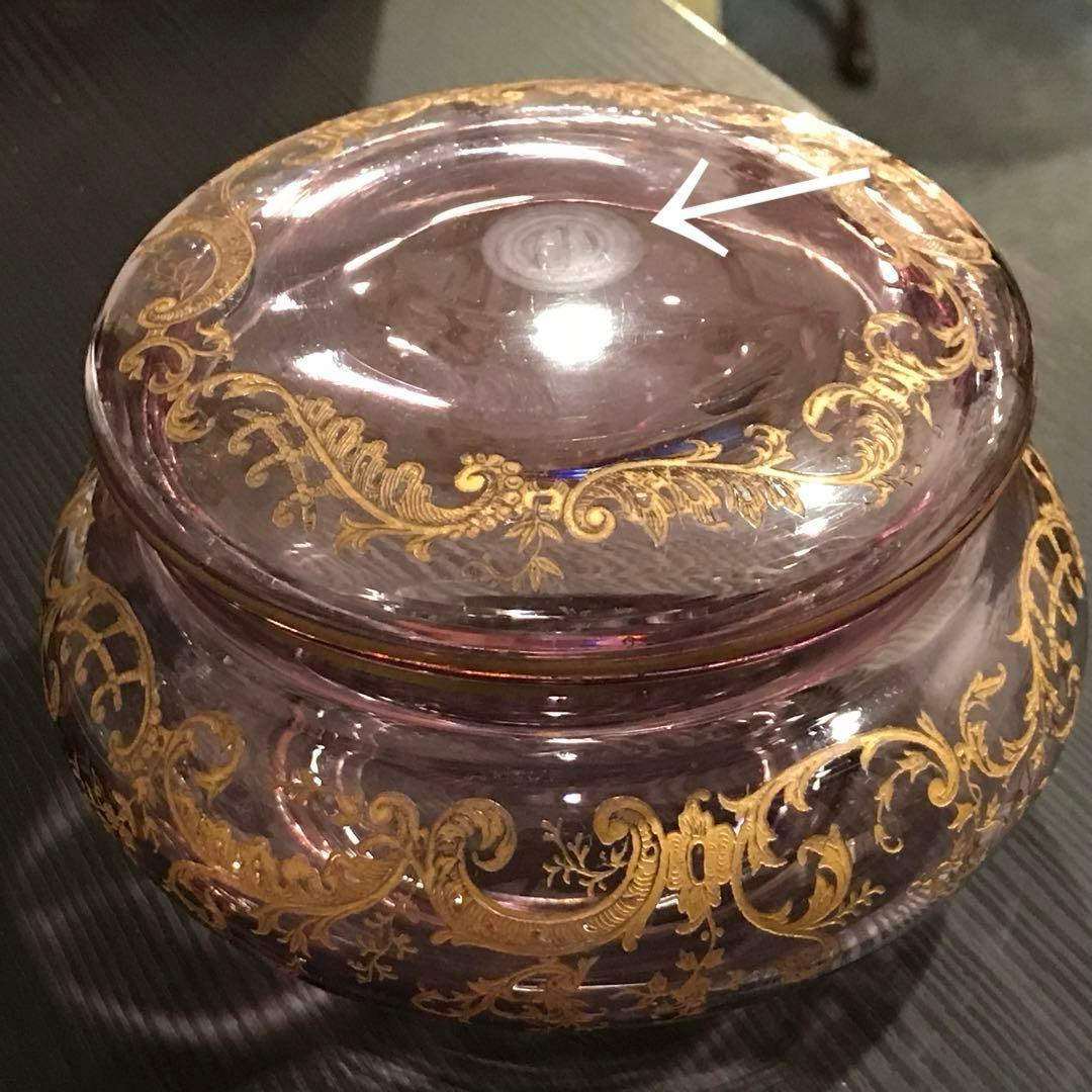 希少♡オールドサンルイSt Louisボンボニエール菓子器☆金彩装飾☆100年前