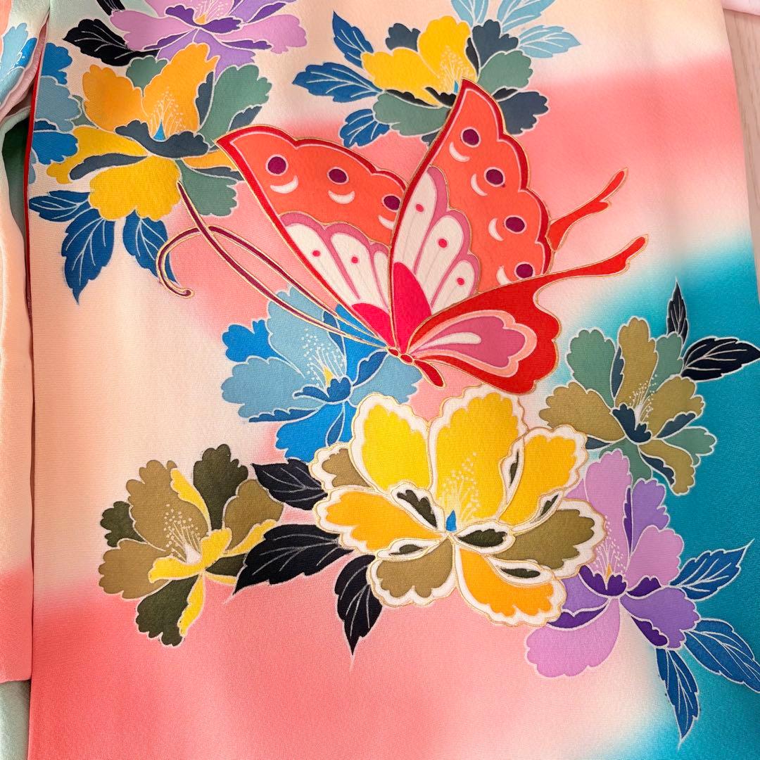 七五三 子供　着物　グリーン　水色　襦袢付き　３歳