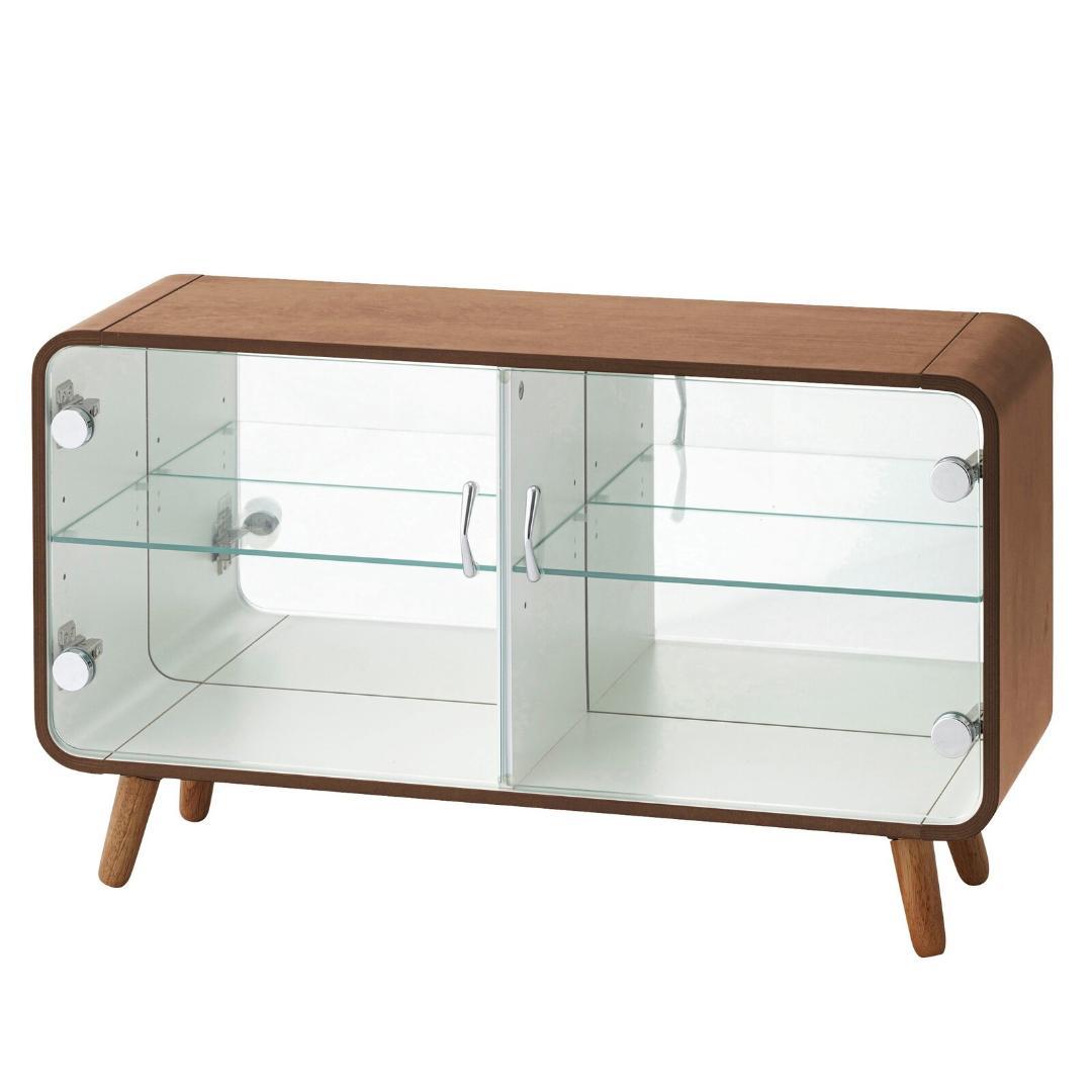 角が丸いデザイン☆２段横型ブラウン☆ コレクションシェルフ コレクションケース