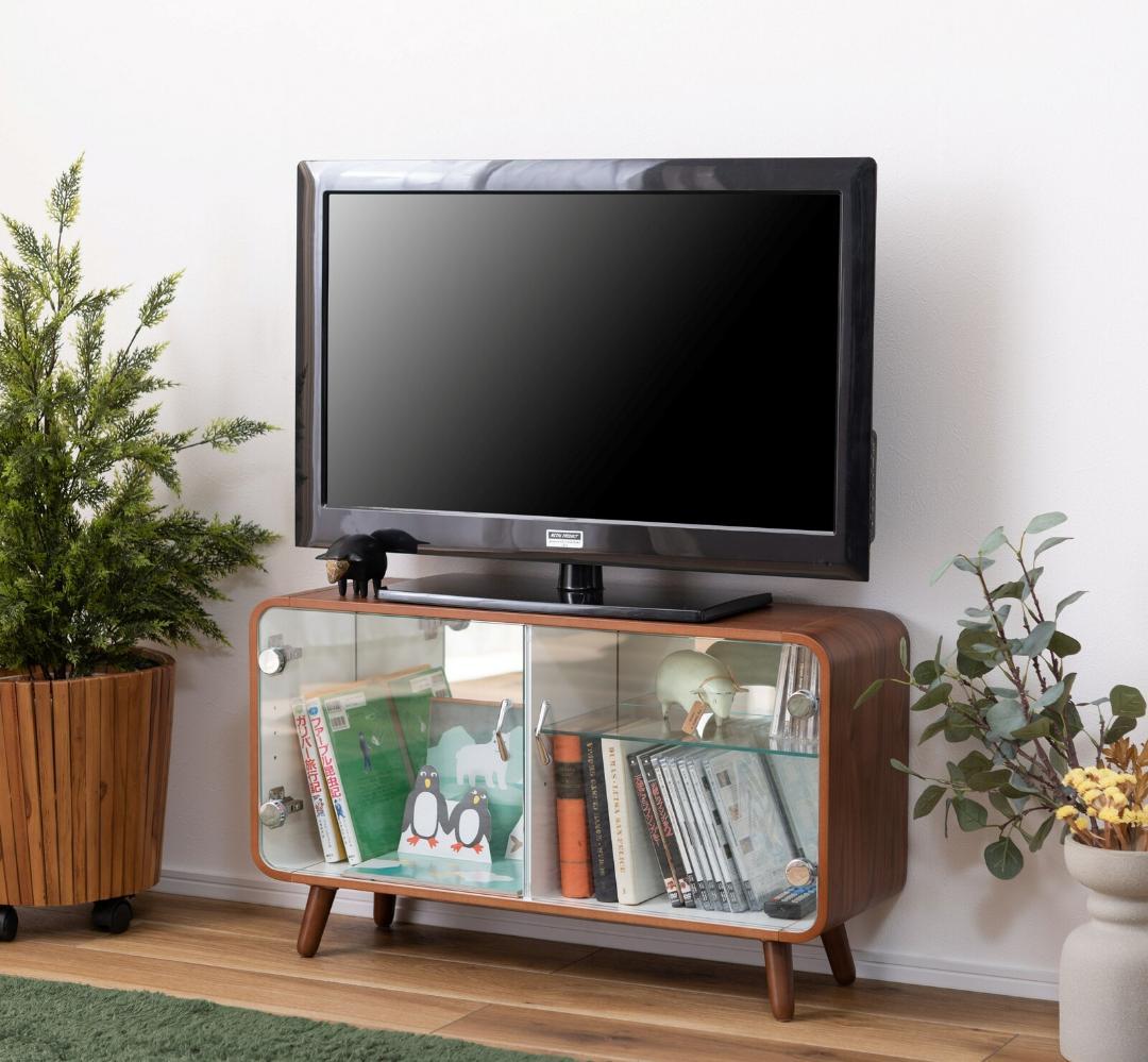 角が丸いデザイン☆２段横型ブラウン☆ コレクションシェルフ コレクションケース