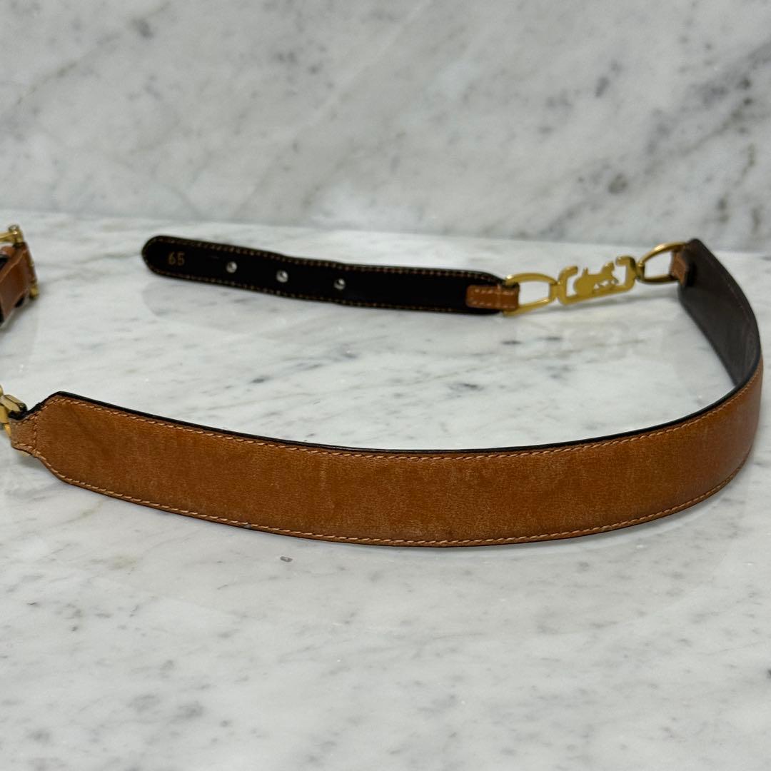 90s OLD CELINE セリーヌ ベルト 本革 馬車金具 ホース 細ベルト