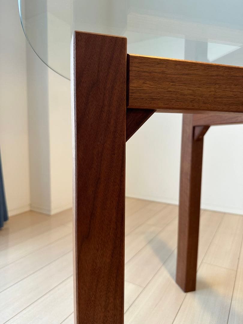 【引き取り】BRUNCH 中目黒 無垢材ガラスダイニングテーブル ウォールナット