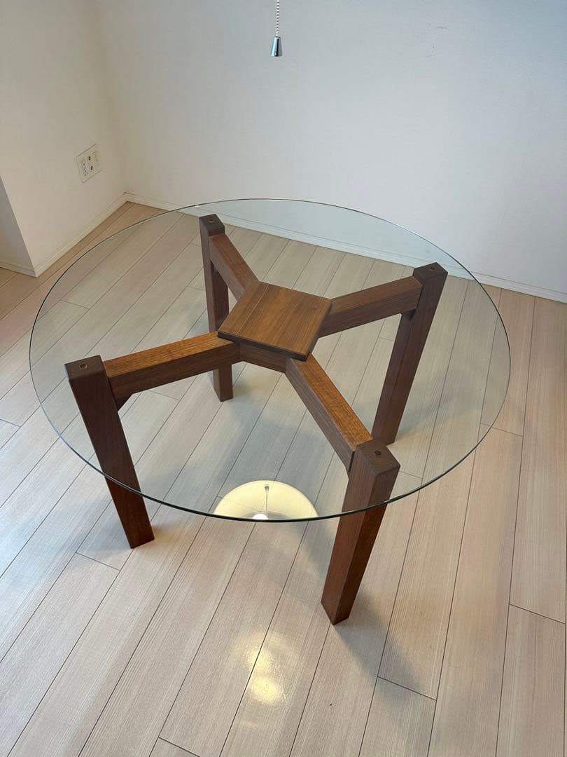 【引き取り】BRUNCH 中目黒 無垢材ガラスダイニングテーブル ウォールナット