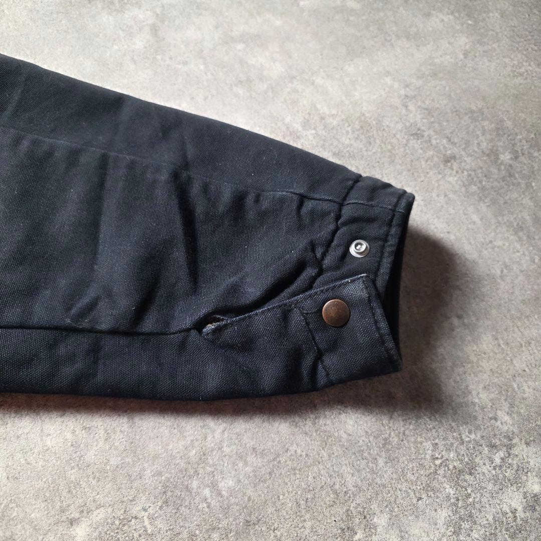 USA製デトロイトジャケットダック地Pella企業ロゴ短丈裏チェックブラックXL