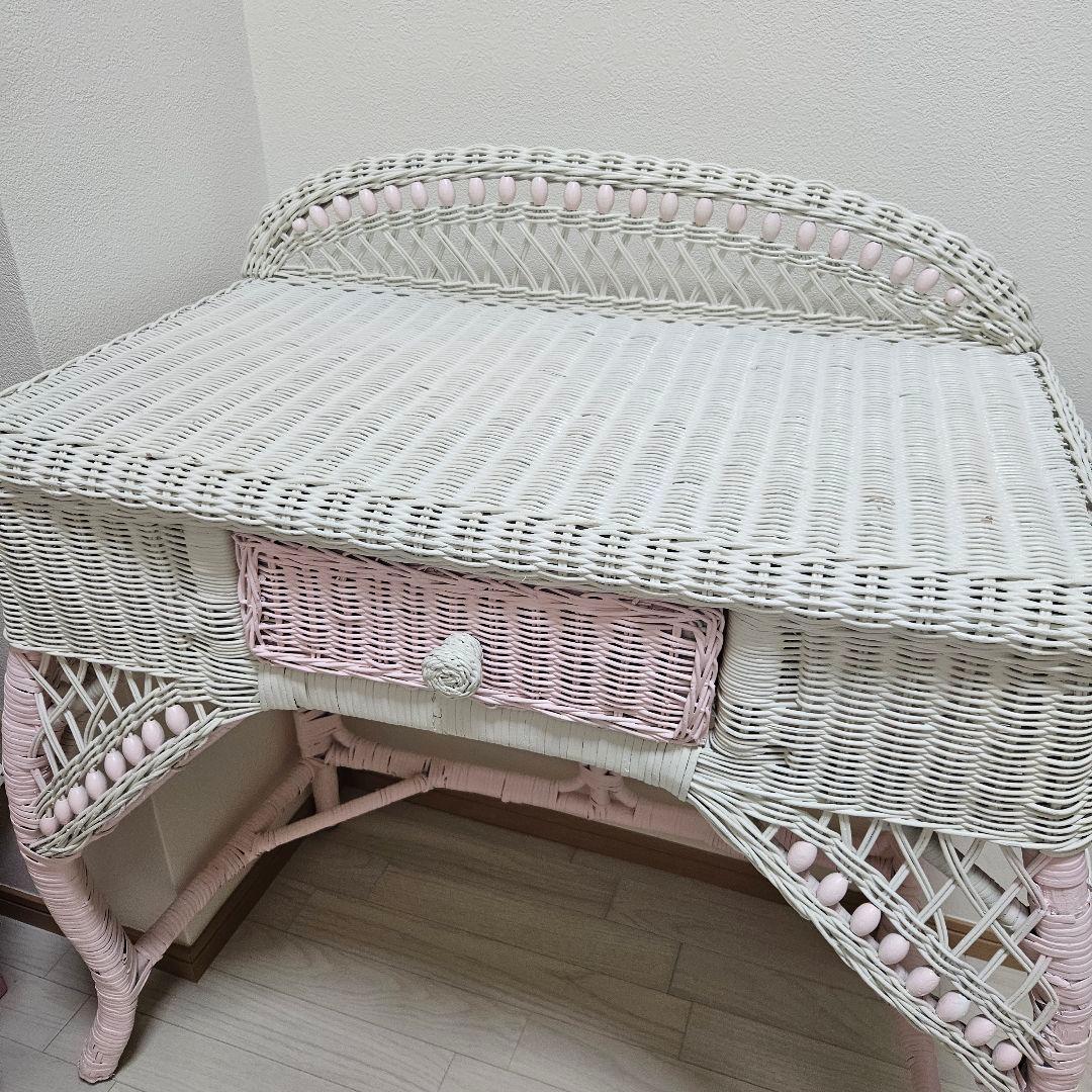 送料8600円込み★ウィッカー ヴィンテージ デスク ラタン 机