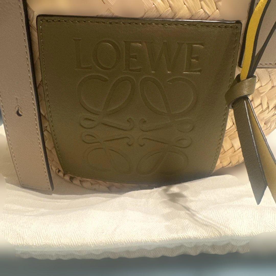 ⭐︎希少　LOEWE ロエベ　カゴバック⭐︎　持ち手ツートン　カーキ　イエロー