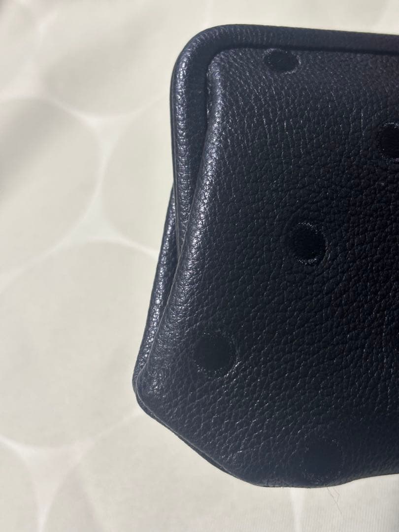 ペルケ　がま口黒レザー長財布