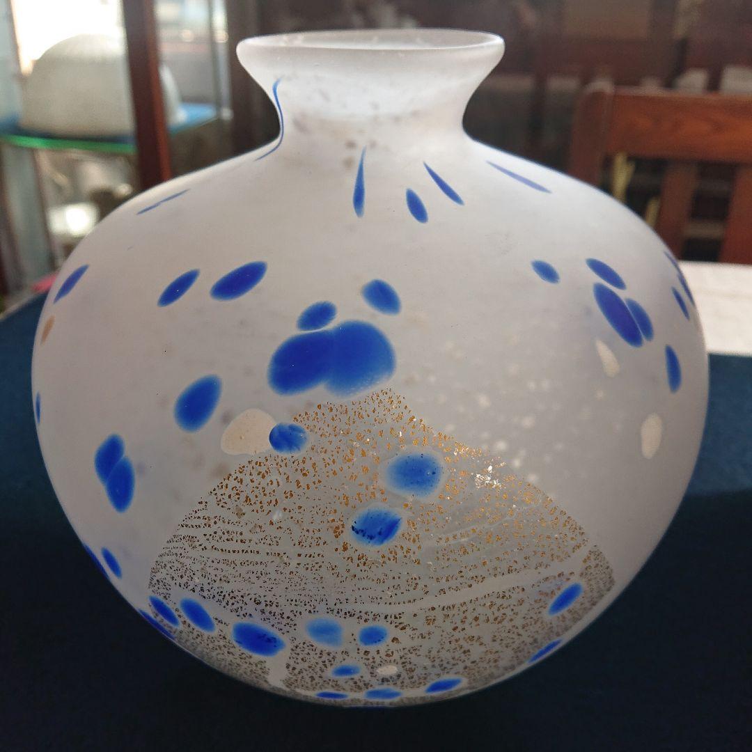 無形文化財　人間国宝　藤田喬平作　題名[氷海]ガラス花瓶